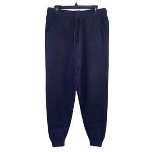 Tommy John Sweater Jogger Pants Womens Size L Navy Blue Winter Lounge Textured